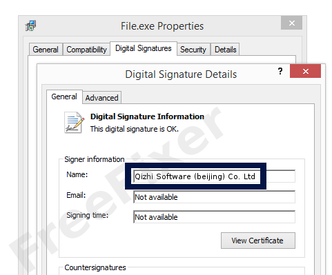 Screenshot of the Qizhi Software (beijing) Co. Ltd certificate